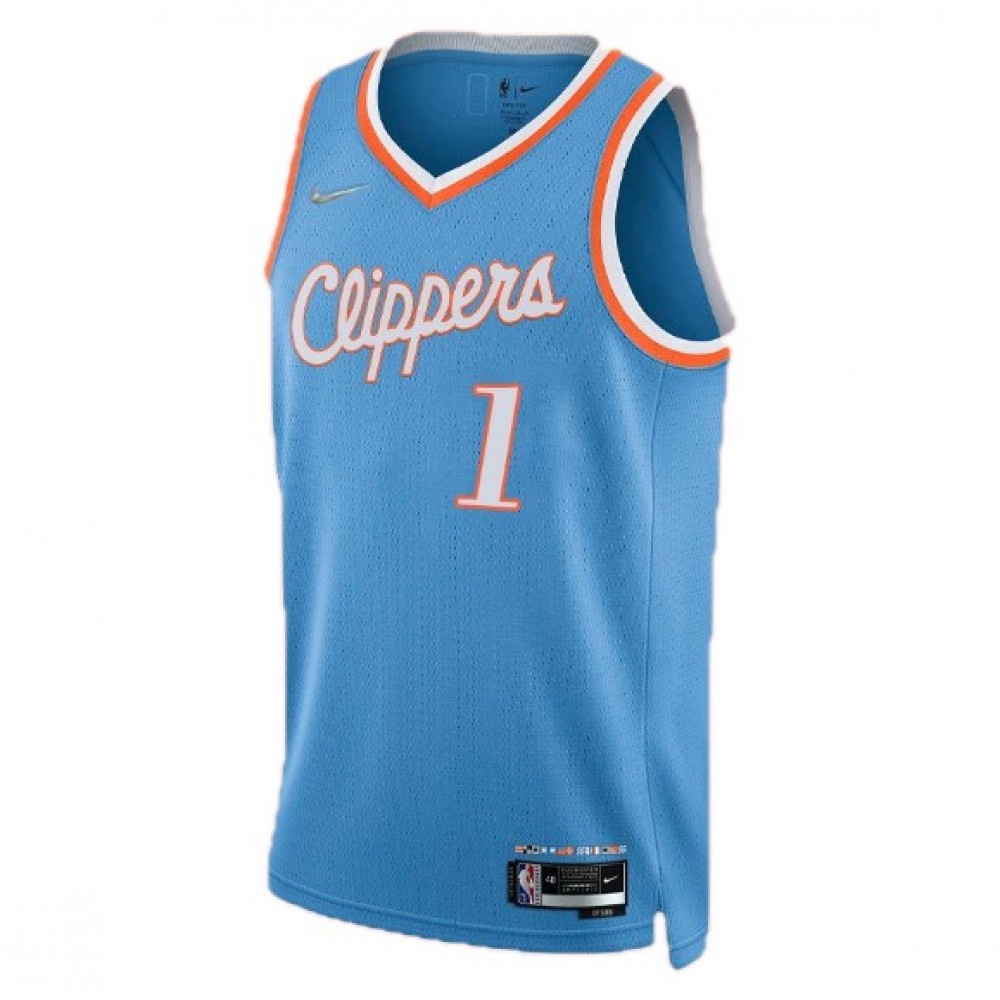 Men's Los Angeles Clippers Reggie Jackson #1 Blue 2021 Swingman NBA Jersey - City Edition-Pro Kit Vault | Brand New 26/27 Sports Jerseys